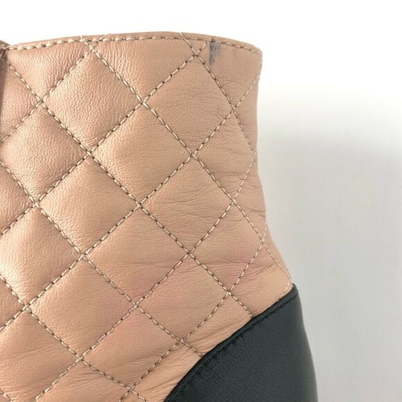 Chanel Quilted CC Logo Lambskin and Calfskin Cap Toe Combat Short Boots 36.5 - Picture 8 of 11